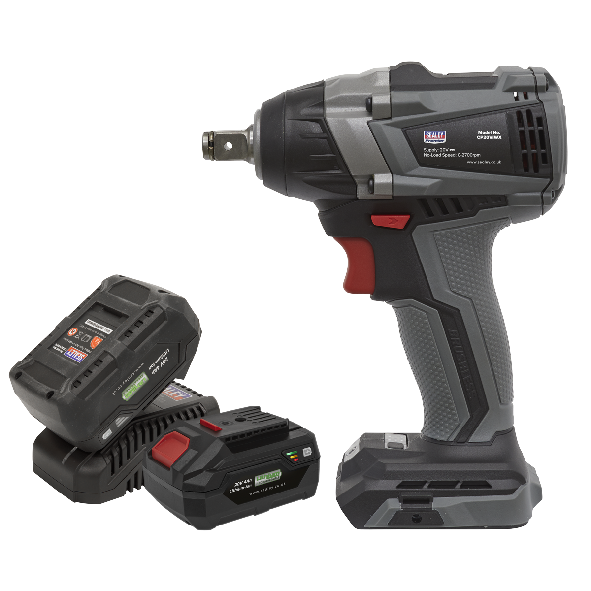 Premier CP20VIWXKIT Premier SV20 Series 1/2"Sq Drive Brushless Cordless Impact Wrench Kit 20V 4Ah - 2 Batteries