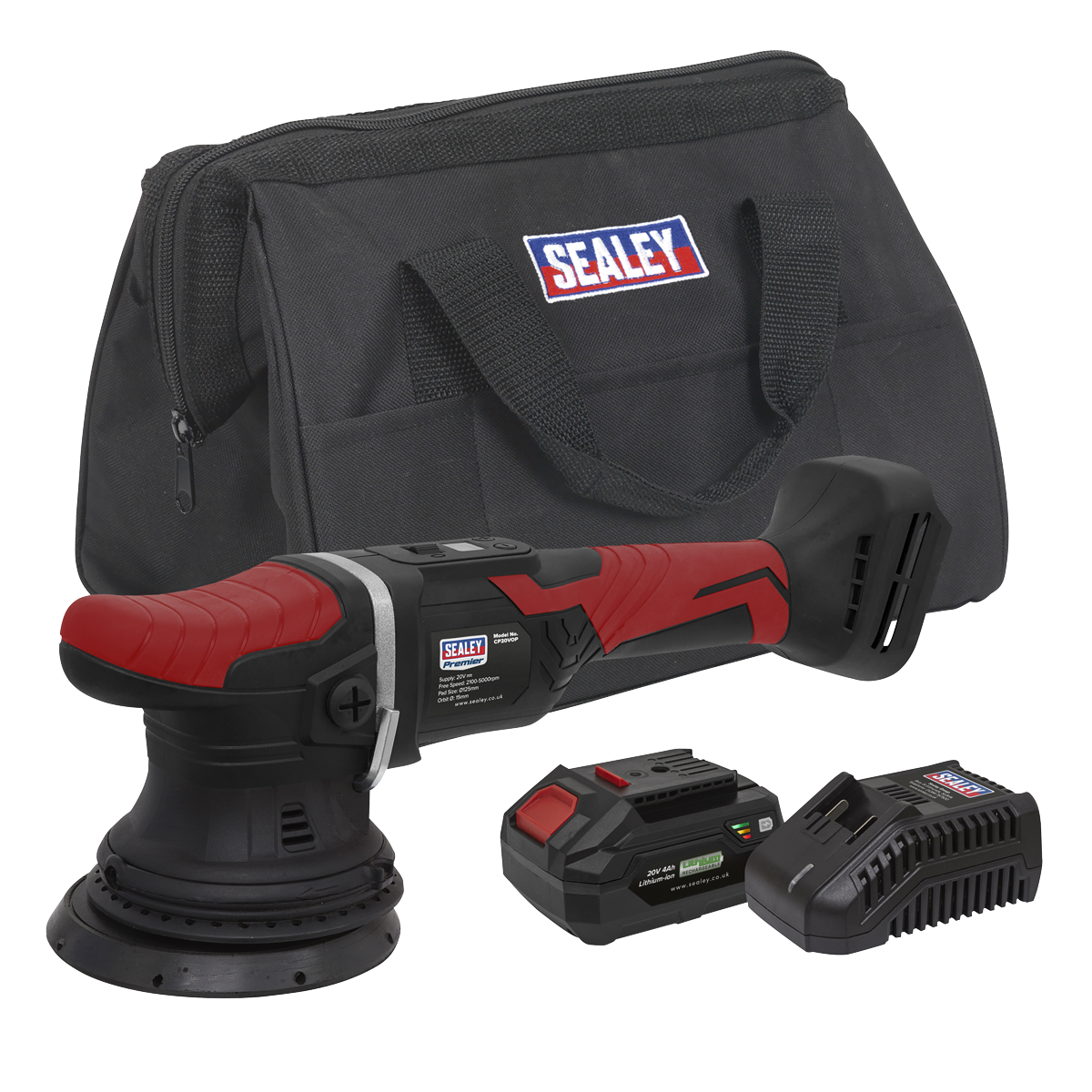 Premier CP20VOPKITEU Premier SV20 Series 125mm Cordless Orbital Polisher Kit 20V 4Ah & Euro Plug