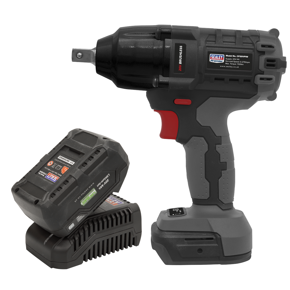 Premier CP20VPIWKIT1 Premier SV20 Series 1/2"Sq Drive Brushless Cordless Impact Wrench Kit 20V 4Ah