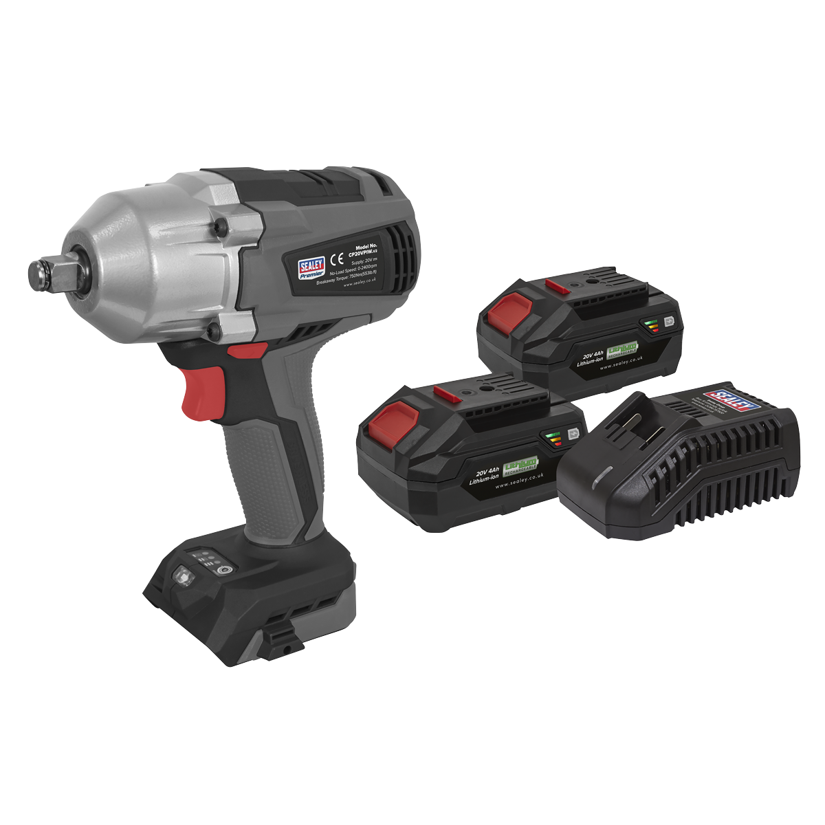 Premier CP20VPIWKIT Premier SV20 Series 1/2"Sq Drive Brushless Cordless Impact Wrench Kit 20V 4Ah - 2 Batteries