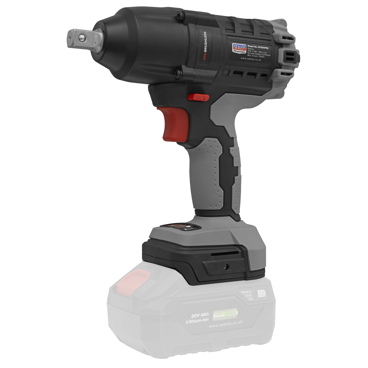 Premier CP20VPIWKIT Premier SV20 Series 1/2"Sq Drive Brushless Cordless Impact Wrench Kit 20V 4Ah - 2 Batteries