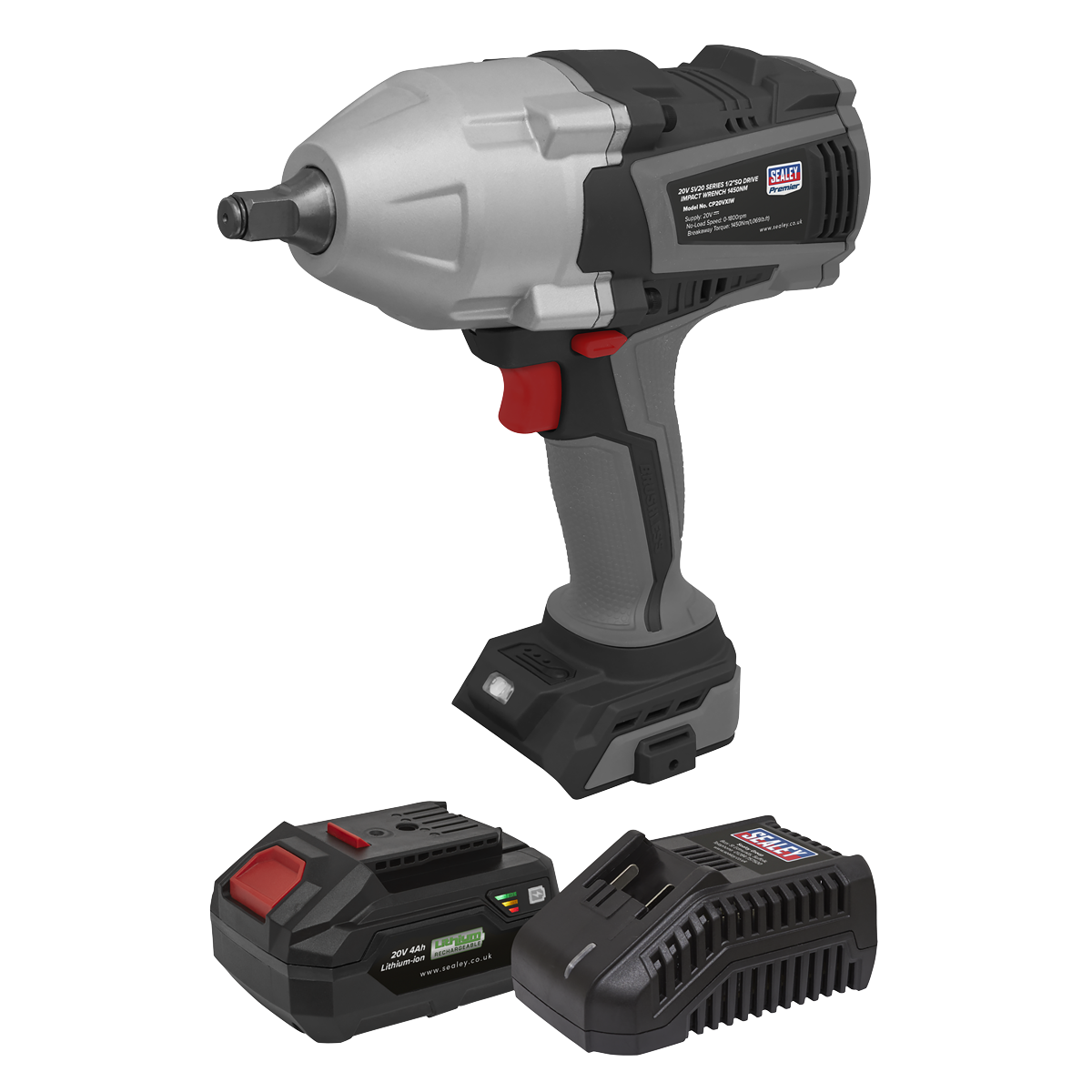 Premier CP20VXIWKIT Premier SV20 Series 1/2"Sq Drive Impact Wrench Kit 20V 4Ah