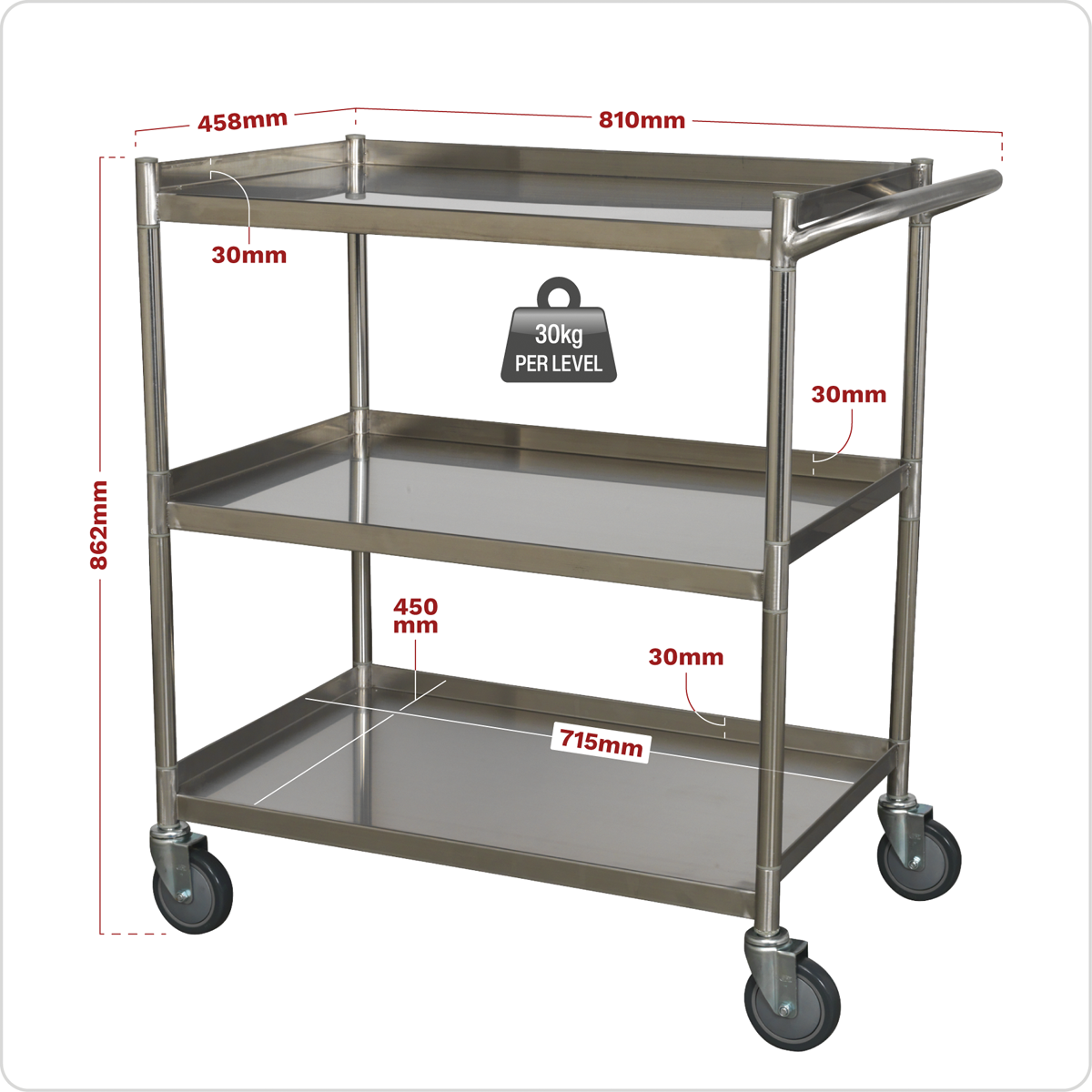 Premier CX410SS Premier™ Stainless Steel Workshop Trolley 3-Level