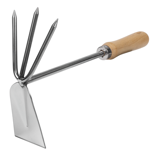 Premier GTWH002 Premier 2-in-1 Hoe and Cultivator with Ash Handle & Stainless Steel Tines/Blade