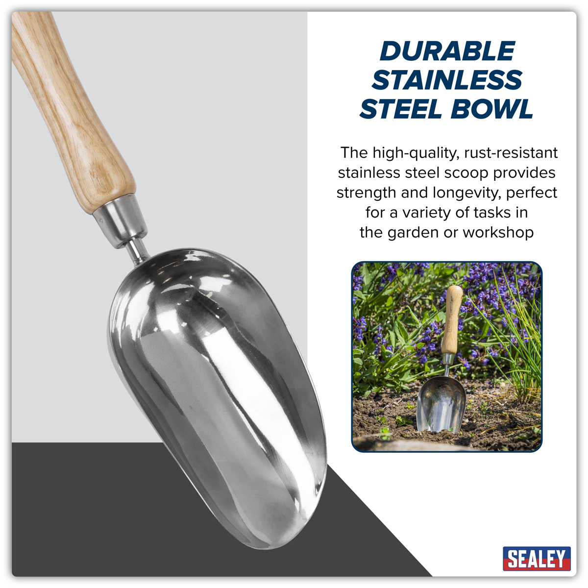 Premier GTWH006 Premier Garden Scoop with Ash Handle & Stainless Steel Head