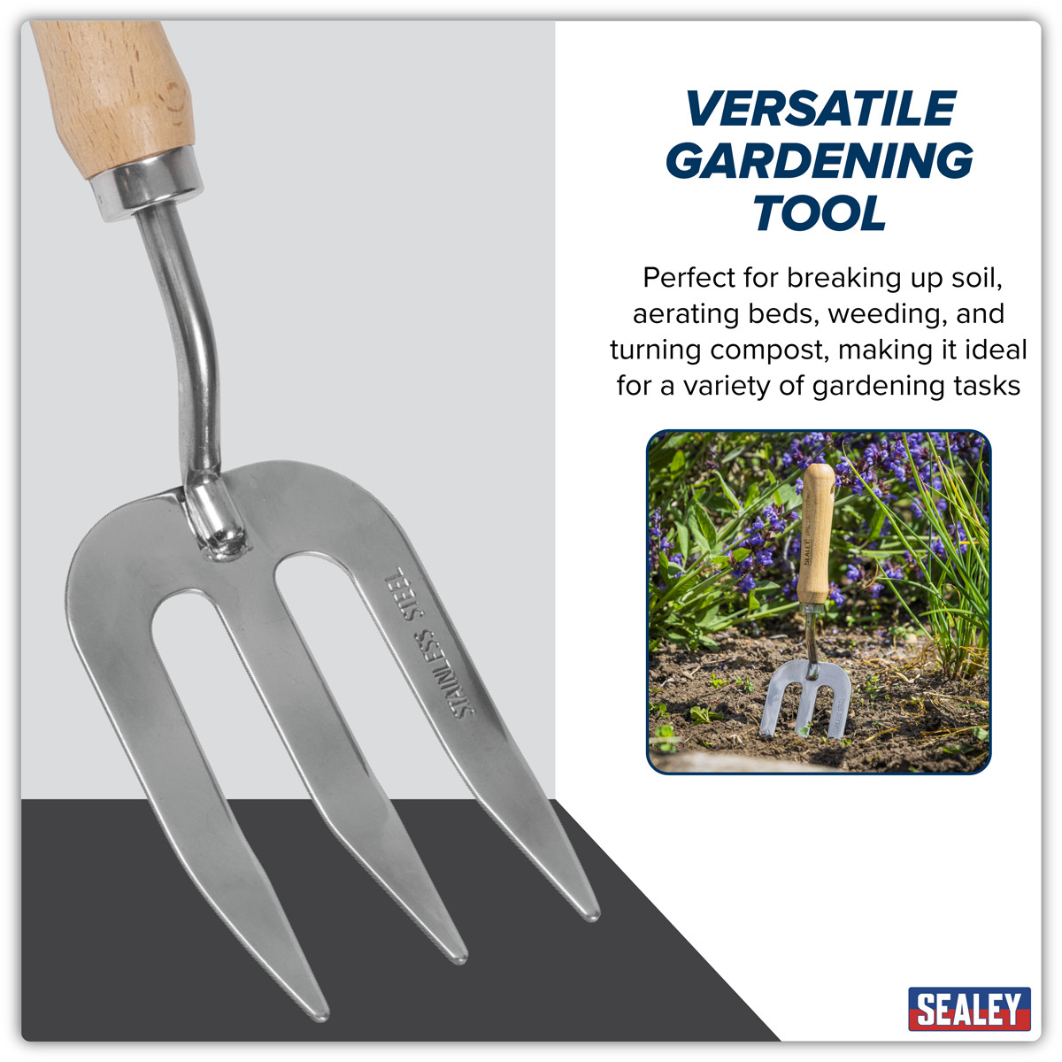 Premier GTWH007 Premier Garden Hand Fork with Ash Handle & Stainless Steel Tines