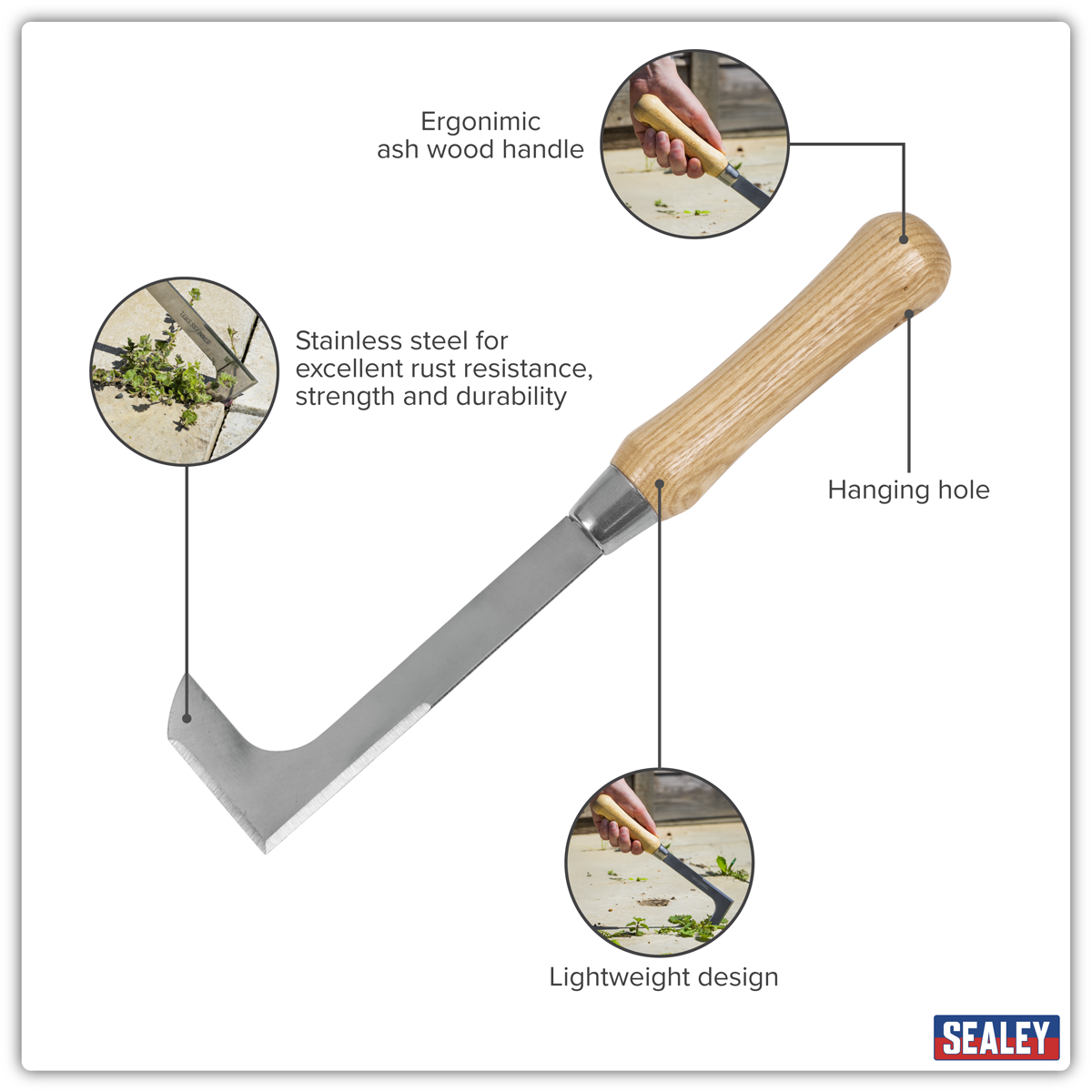 Premier GTWH009 Premier Weeding Knife with Ash Handle & Stainless Steel Blade