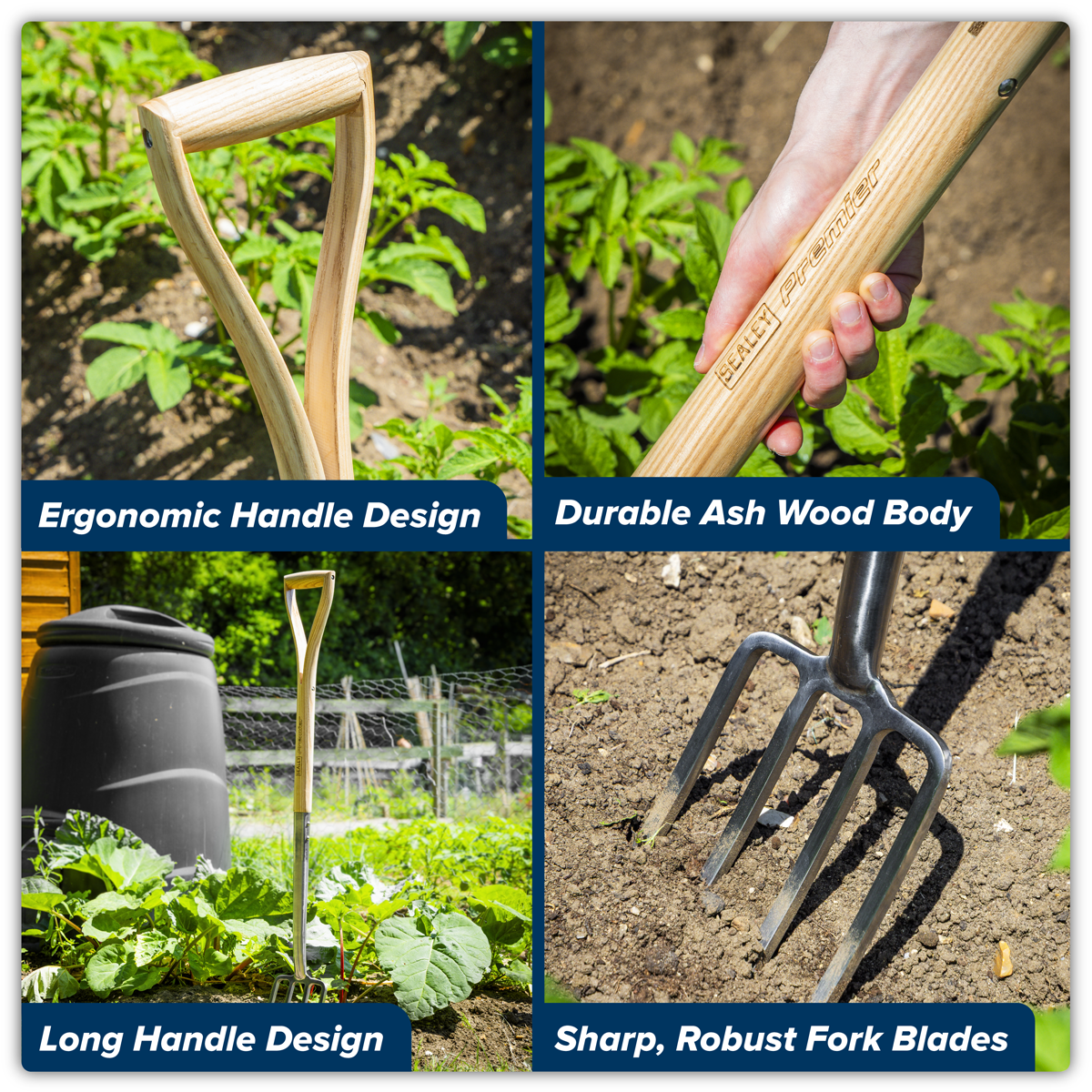 Premier GTWH016 Premier Digging Fork with Ash Handle & Stainless Steel Tines