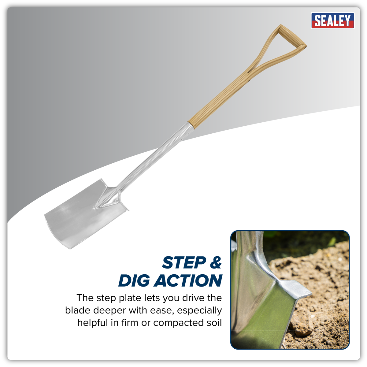 Premier GTWH017 Premier Border Spade with Ash Y Handle & Stainless Steel Blade