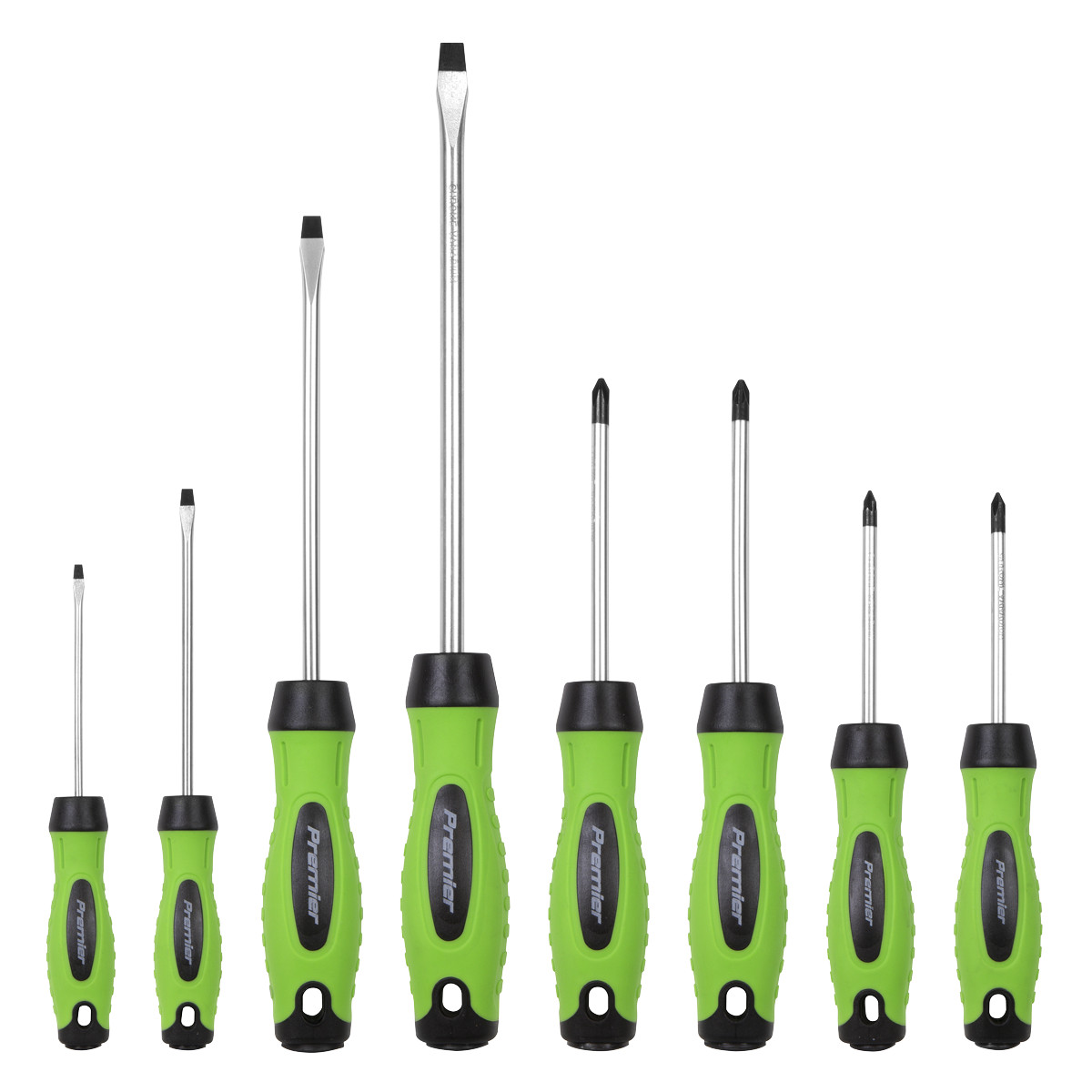 Premier HV001 Premier Screwdriver Set 8pc - Hi-Vis Green