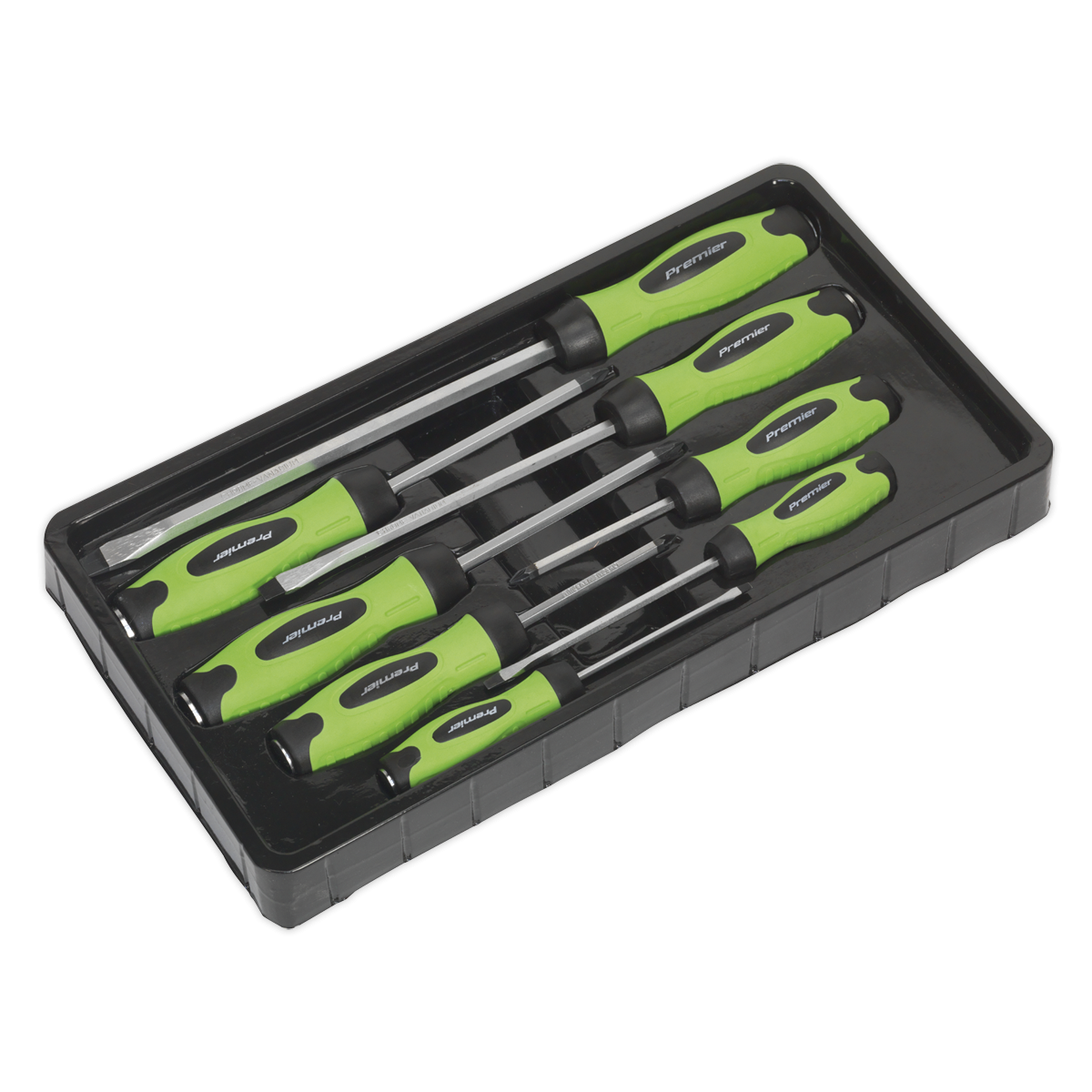 Premier HV002 Premier Hammer-Thru Screwdriver Set 8pc - Hi-Vis Green