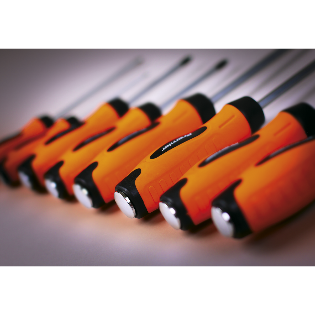 Premier HV004 Premier Hammer-Thru Screwdriver Set 8pc - Hi-Vis Orange
