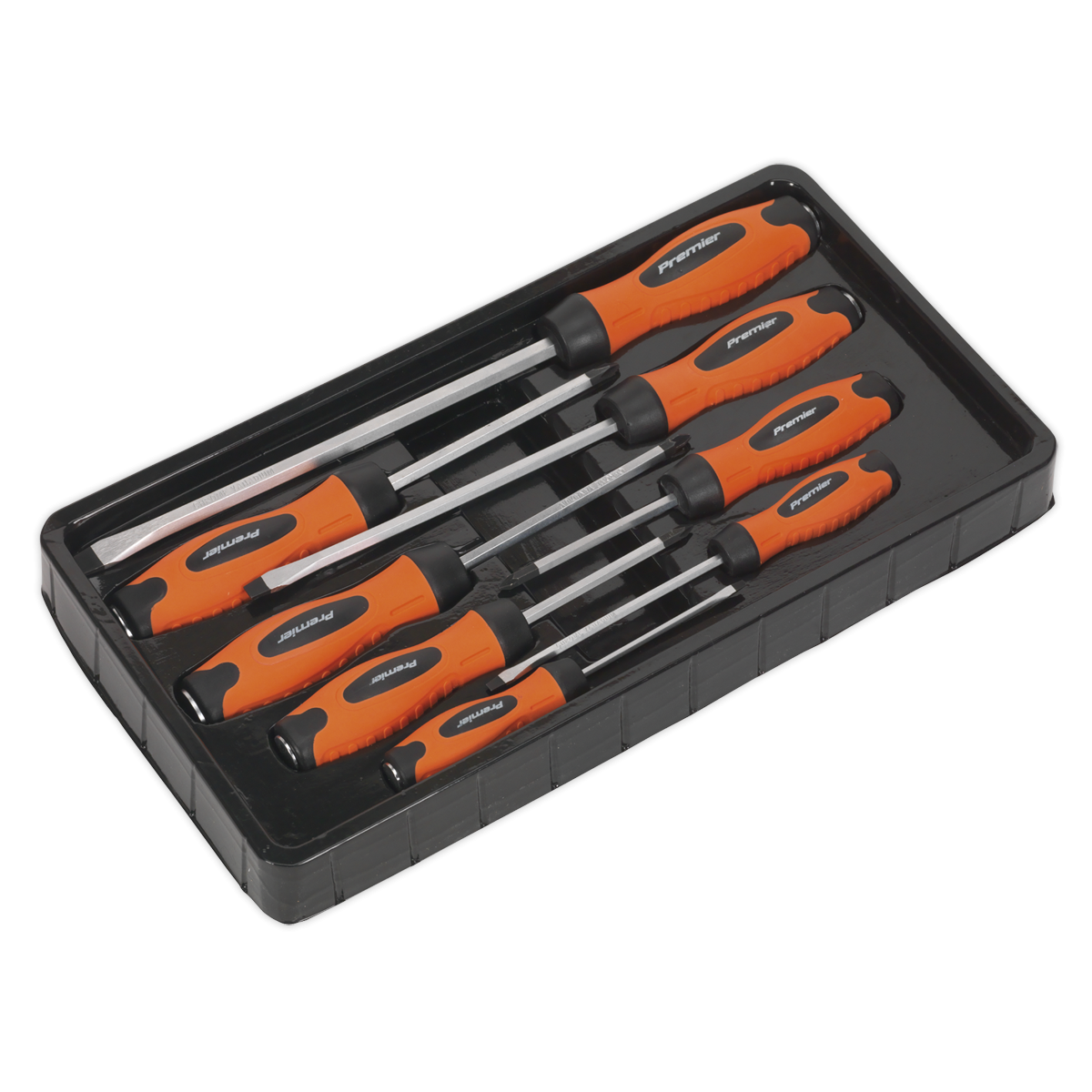 Premier HV004 Premier Hammer-Thru Screwdriver Set 8pc - Hi-Vis Orange