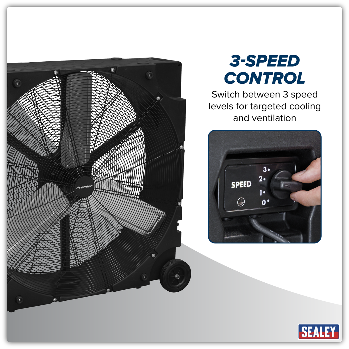 Premier HVD36PM Premier 36" Industrial High Velocity Rotomould Drum Fan 3-Speed 230V