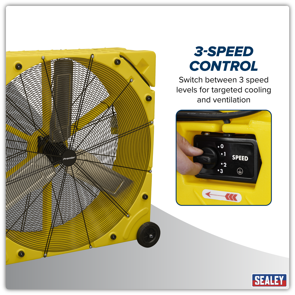 Premier HVD42110VPM Premier 42" Industrial High Velocity Rotomould Drum Fan 3-Speed 110V
