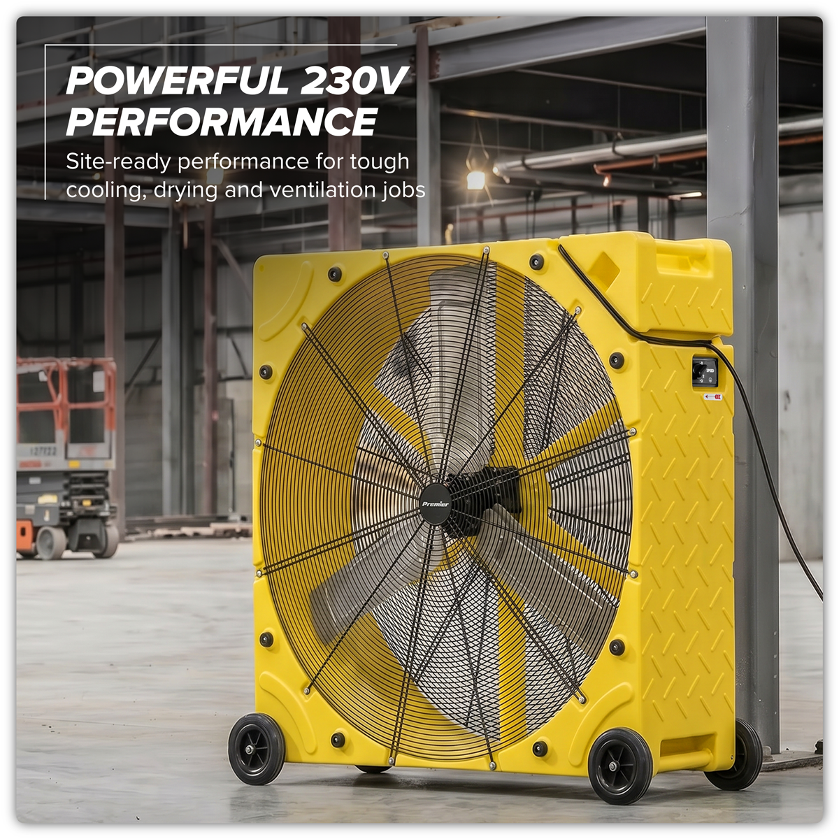 Premier HVD42110VPM Premier 42" Industrial High Velocity Rotomould Drum Fan 3-Speed 110V