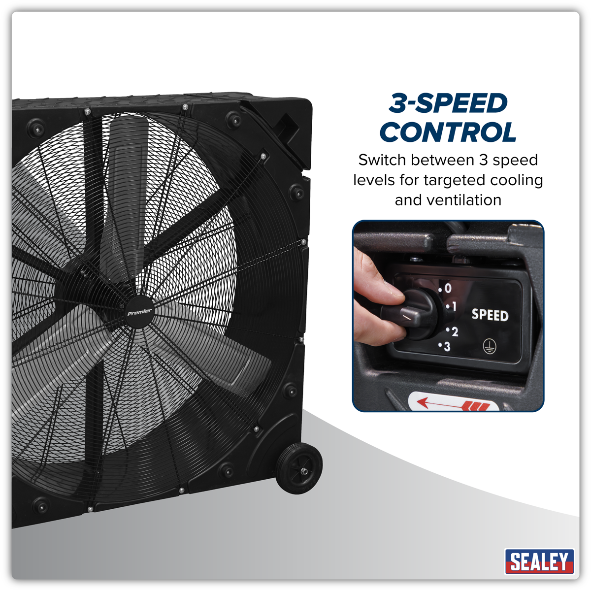 Premier HVD42PM Premier 42" Industrial High Velocity Rotomould Drum Fan 3-Speed 230V