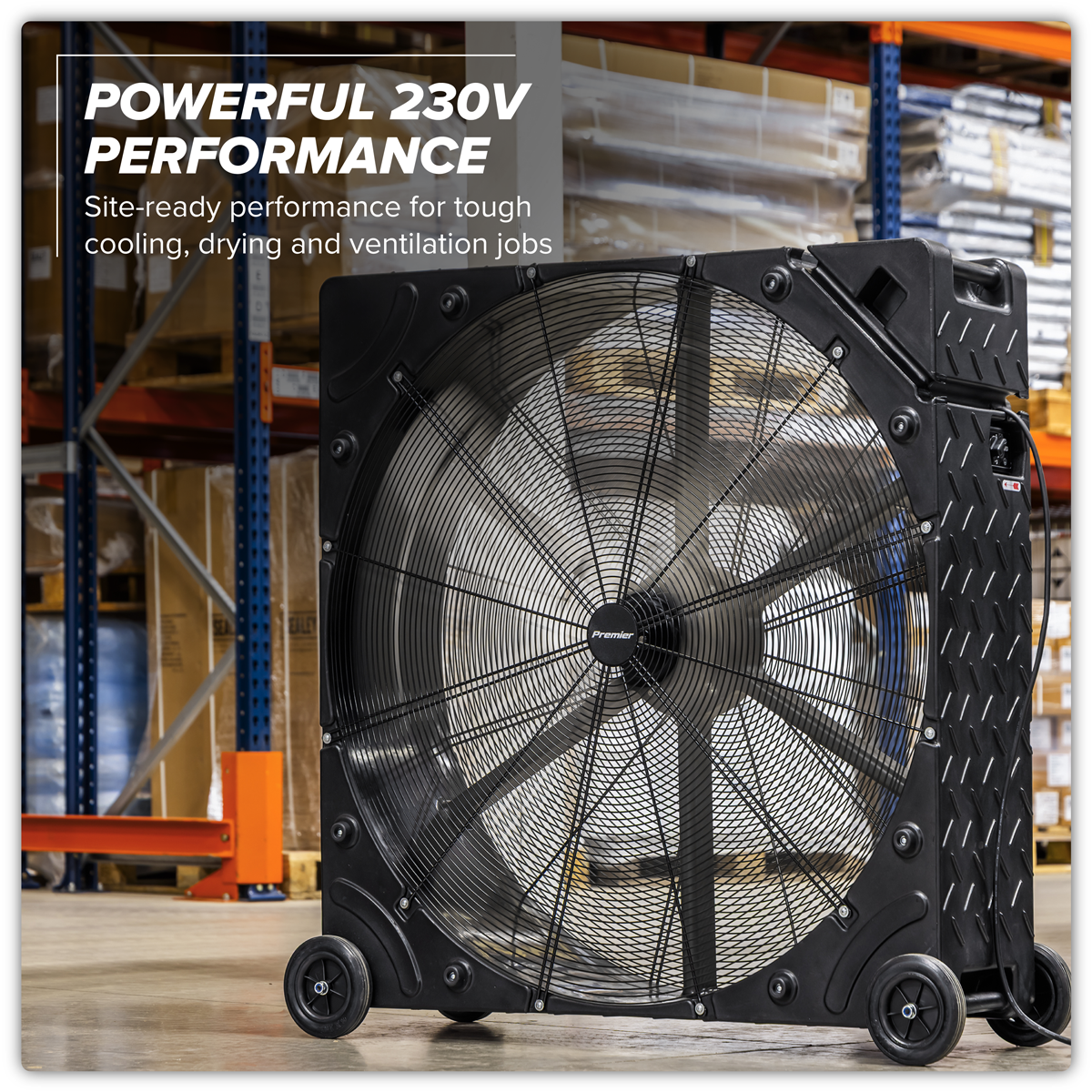 Premier HVD42PM Premier 42" Industrial High Velocity Rotomould Drum Fan 3-Speed 230V