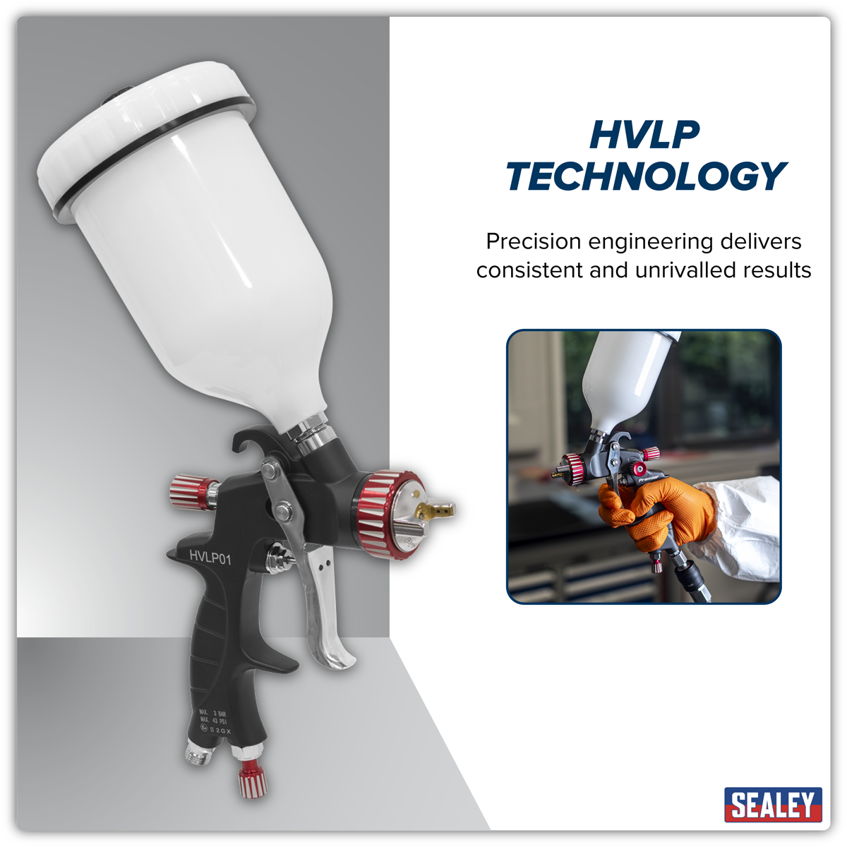 Premier HVLP01 Premier Professional HVLP Gravity Feed Spray Gun 1.3mm Set-Up