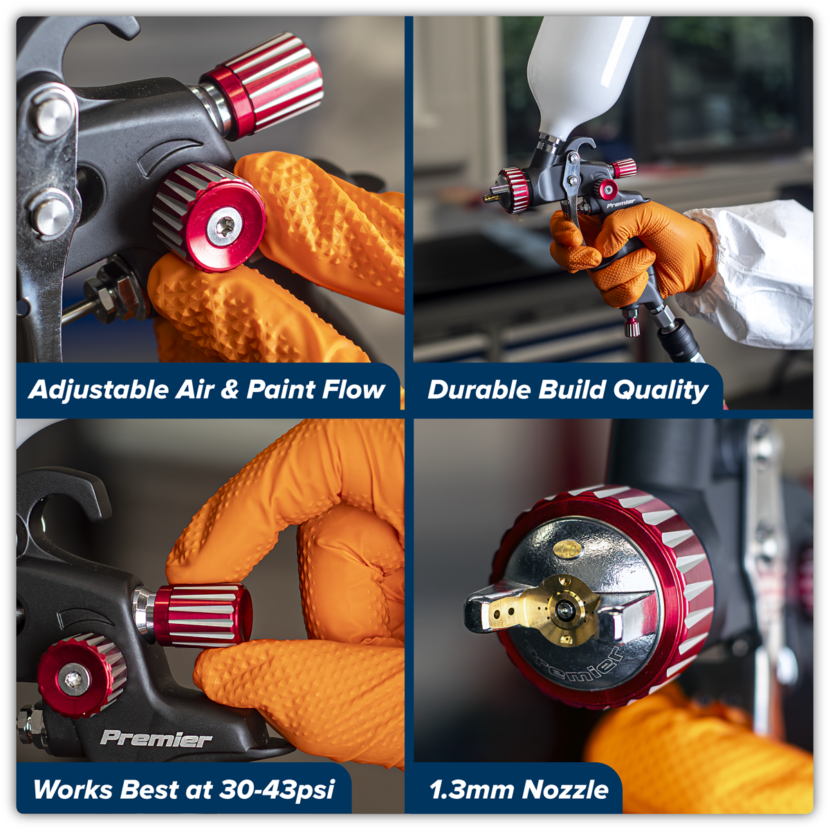 Premier HVLP01 Premier Professional HVLP Gravity Feed Spray Gun 1.3mm Set-Up