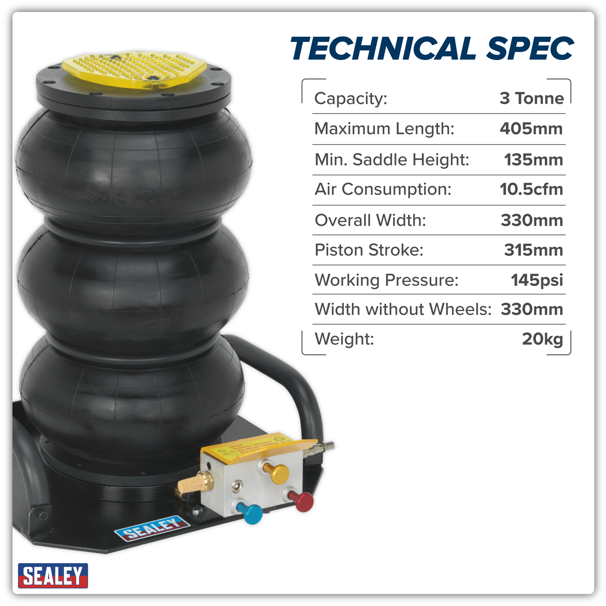 Premier PAFJ3S Premier Air Operated Fast 3-Stage Jack 3 Tonne
