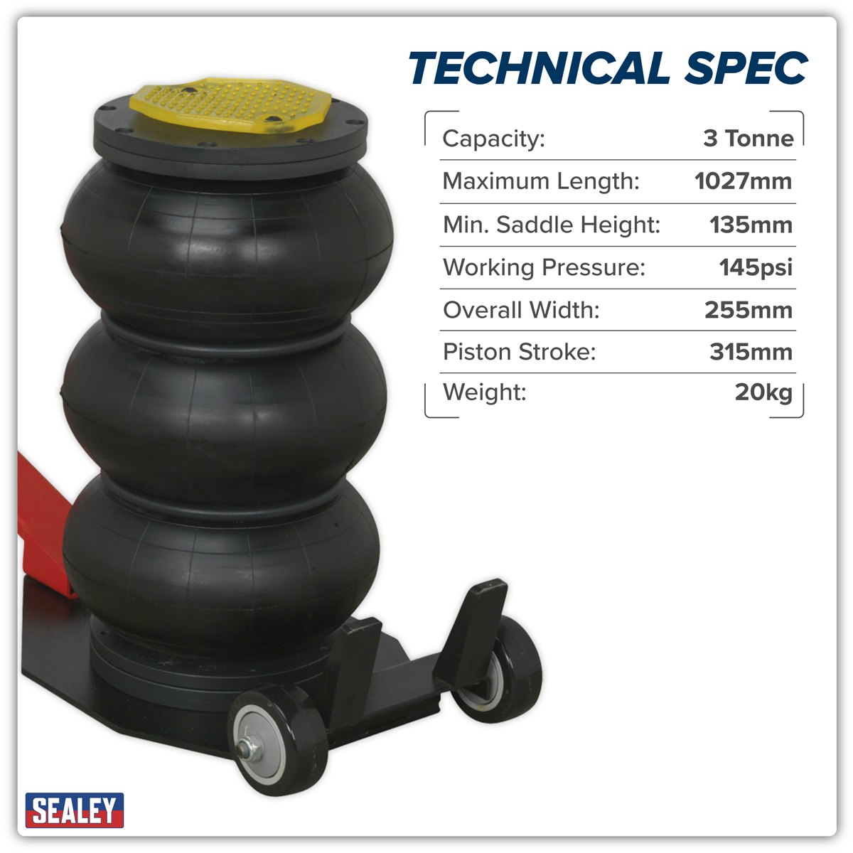 Premier PAFJ3 Premier Air Operated Long Handle Fast 3-Stage Jack 3 Tonne