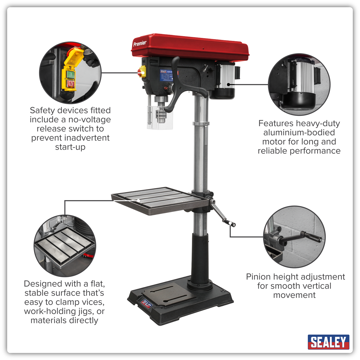 Premier PDM260F Premier Floor Standing Pillar Drill 12-Speed 1100W/230V