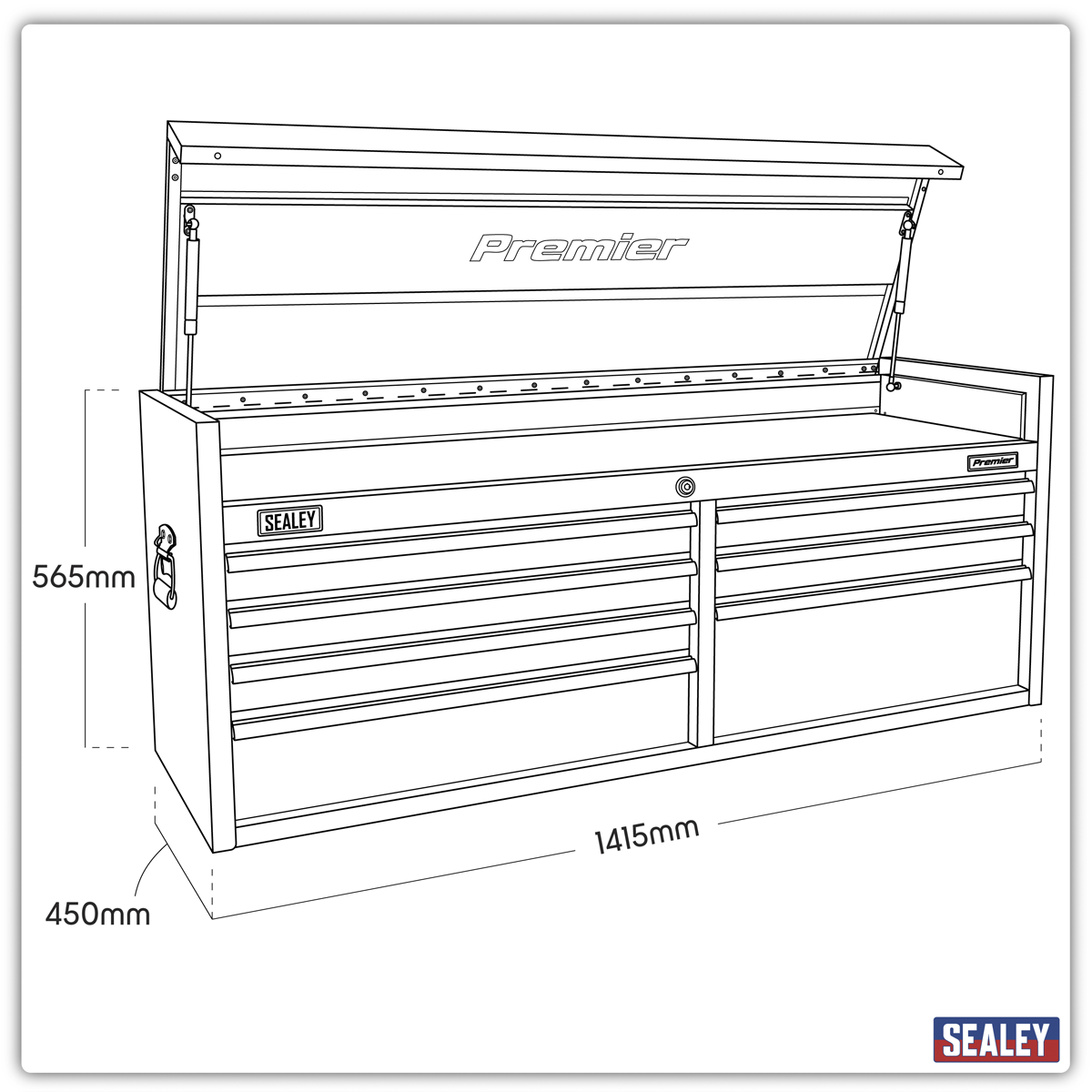 Premier PTB141507 Premier™ Heavy-Duty Extra-Wide Topchest 7 Drawer 1415mm - Black