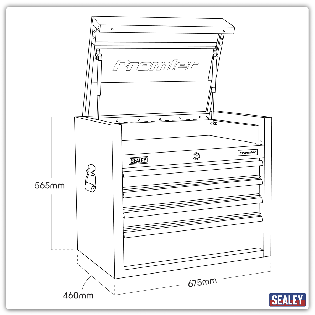 Premier PTB66004SS Premier™ Heavy-Duty Topchest 4 Drawer 675mm - Stainless Steel