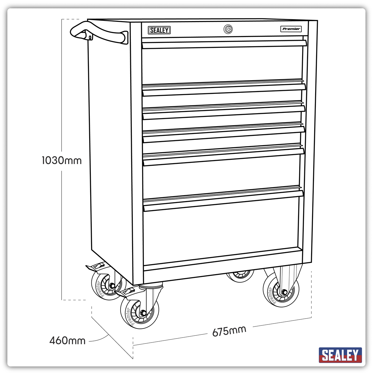 Premier PTB67506SS Premier™ Heavy-Duty Rollcab 6 Drawer 675mm - Stainless Steel