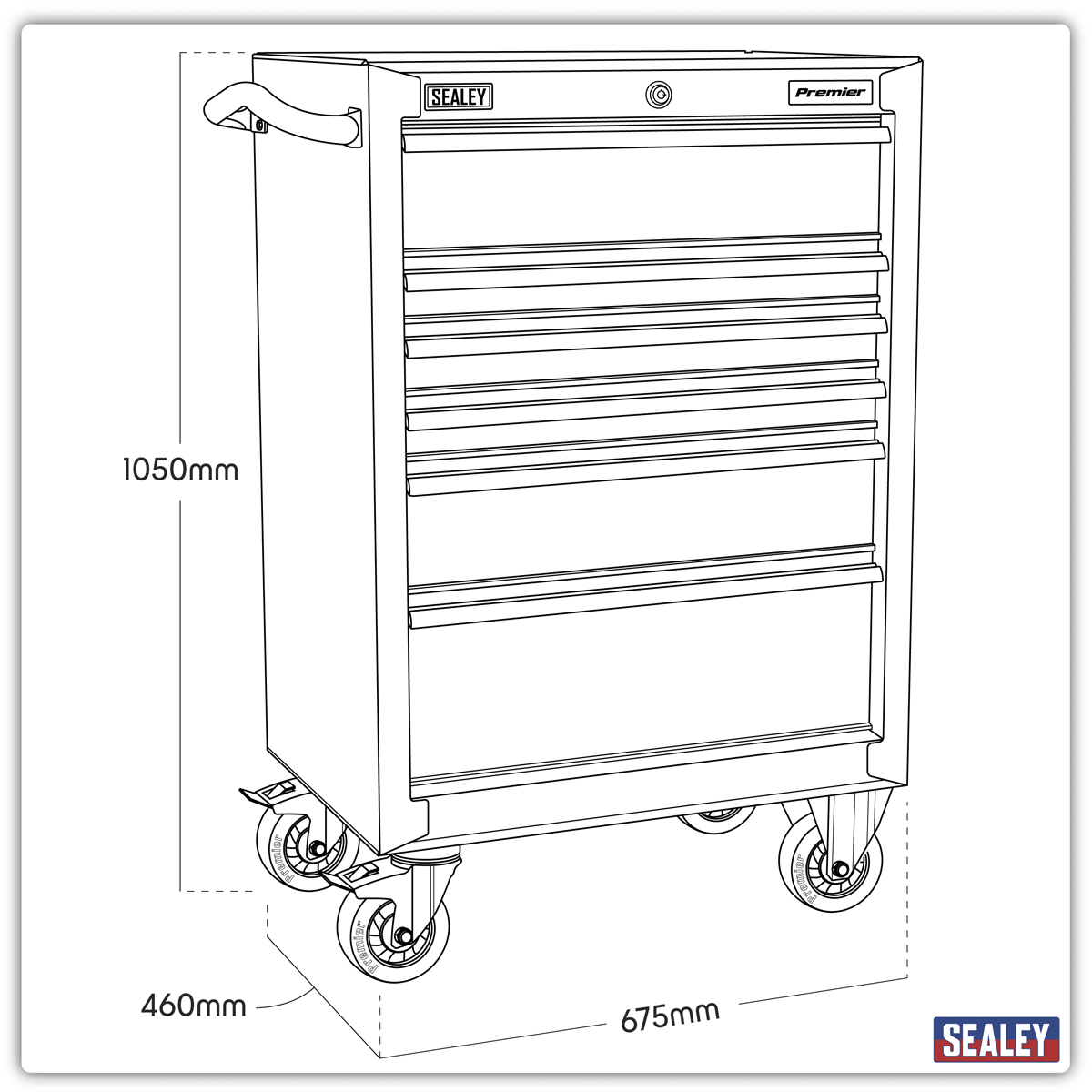 Premier PTB67506 Premier™ Heavy-Duty Rollcab 6 Drawer 675mm - Black
