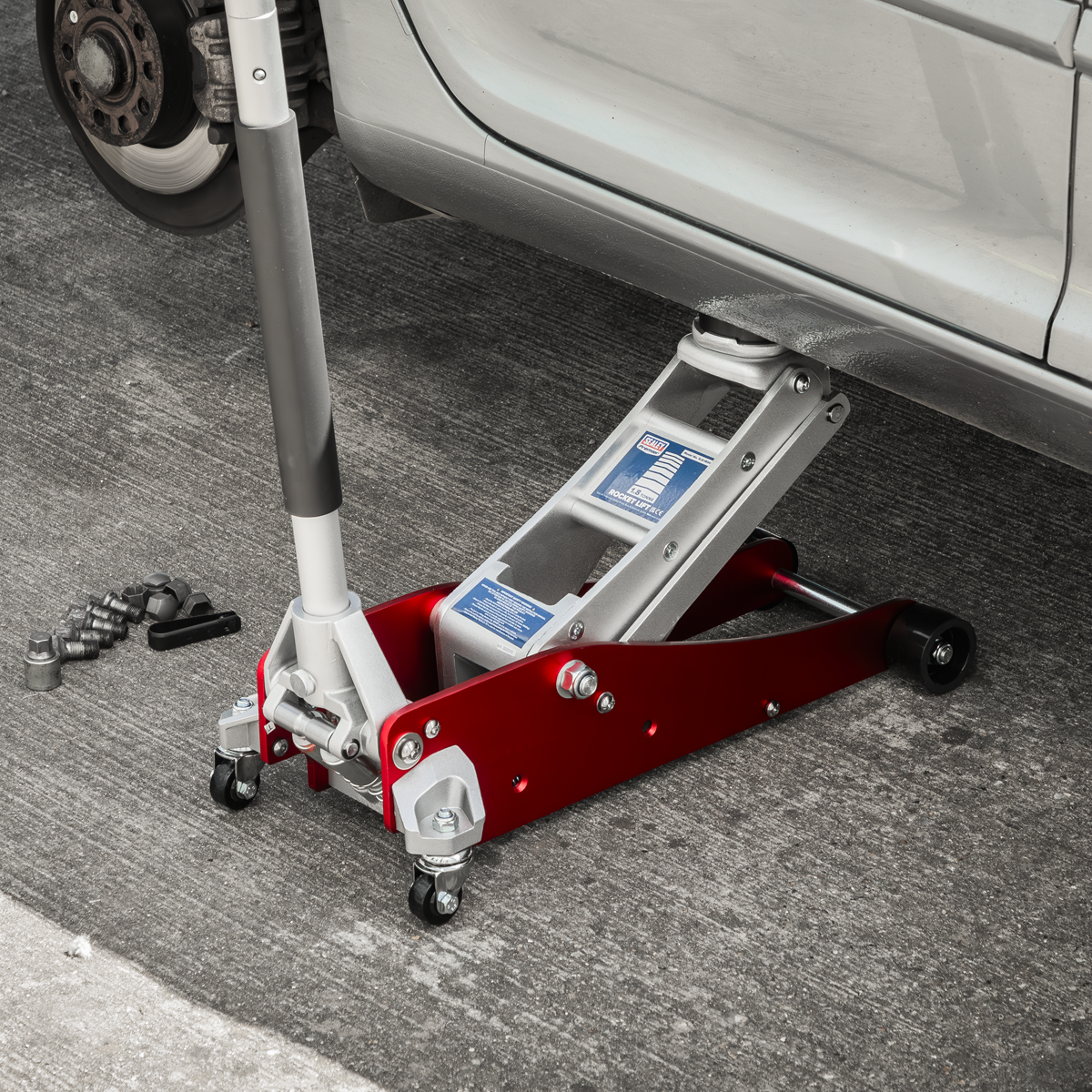 Premier RJA1800 Premier Low Profile Aluminium Trolley Jack with Rocket Lift 1.8 Tonne