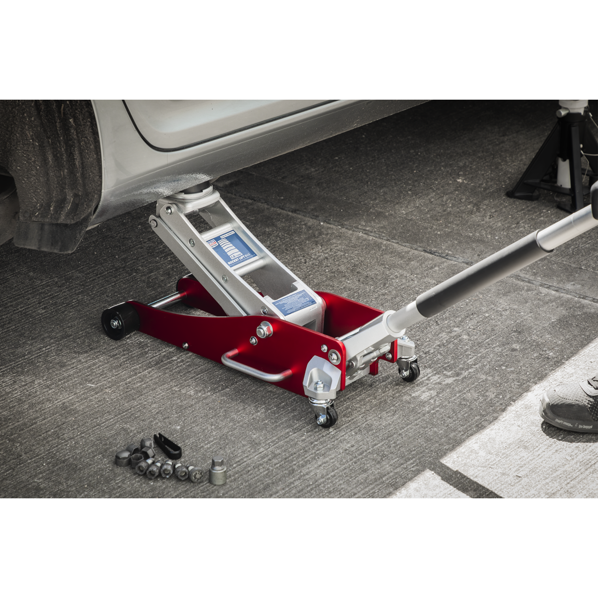 Premier RJA1800 Premier Low Profile Aluminium Trolley Jack with Rocket Lift 1.8 Tonne