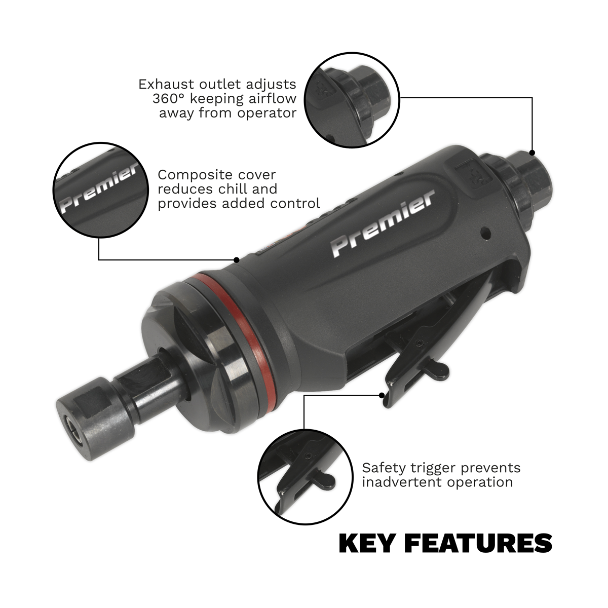 Premier SA654 Premier Straight Maxi Air Die Grinder 6mm
