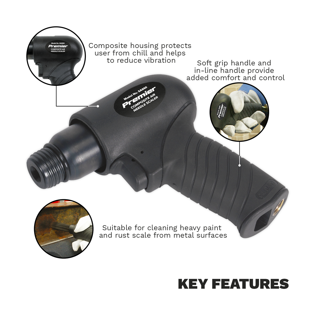 Premier SA660 Premier Composite Pistol Type Air Needle Scaler