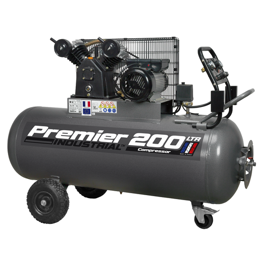 Premier SAC3203B Premier 200L Belt Drive Air Compressor with Front Control Panel 3hp