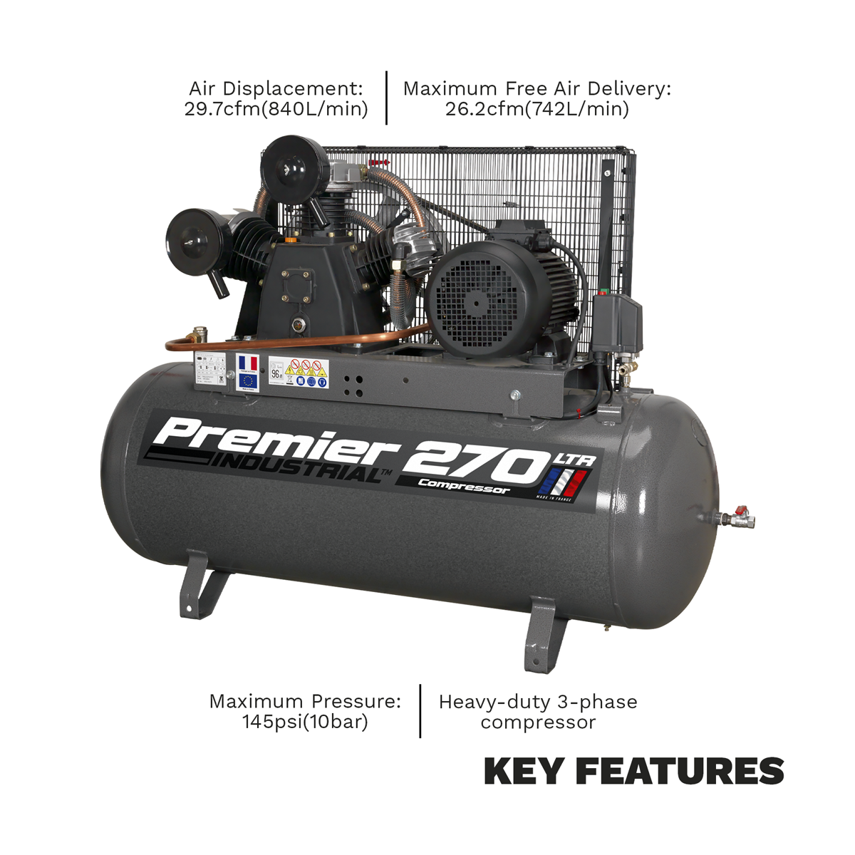 Premier SAC32775B Premier 270L Belt Drive Air Compressor 7.5hp