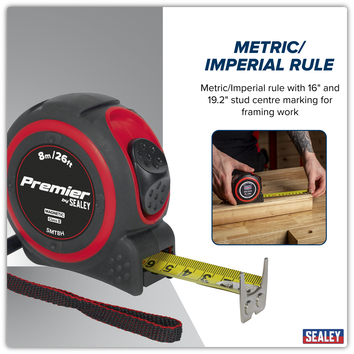 Premier SMT8H Premier Heavy-Duty Tape Measure 8m(26ft)