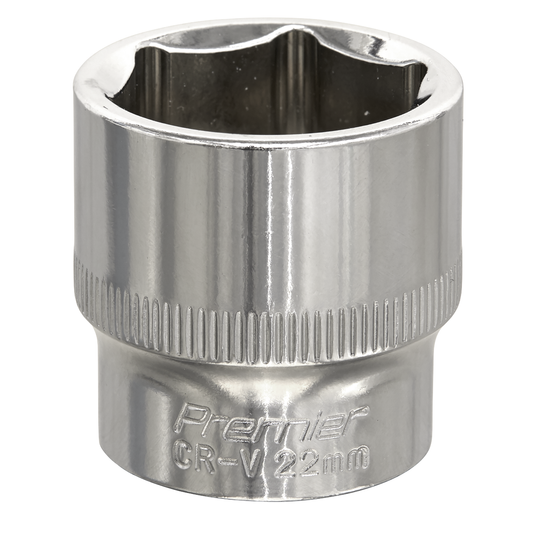 Premier SP3822 Premier Fully Polished Socket 3/8"Sq Drive 22mm