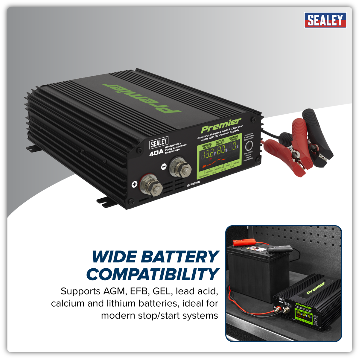 Premier SPBC40 Premier Battery Support Unit Charger & Maintainer 40A