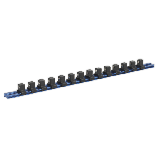 Premier SR1214 Premier Aluminium Socket Retaining Rail with 14 Clips 1/2"Sq Drive