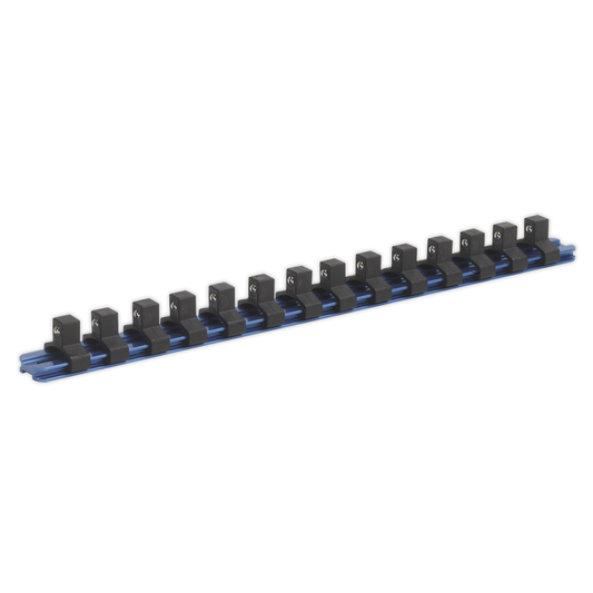 Premier SR3814 Premier Aluminium Socket Retaining Rail with 14 Clips 3/8"Sq Drive
