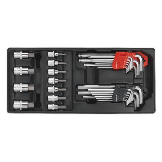 Premier TBT07 Premier Hex/Ball-End Hex Key & Socket Bit Set with Tool Tray 29pc