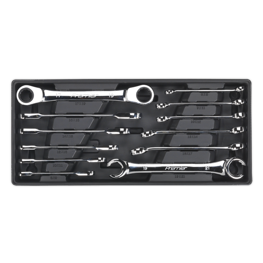 Premier TBT13 Premier Flare Nut & Ratchet Ring Spanner Set with Tool Tray 12pc
