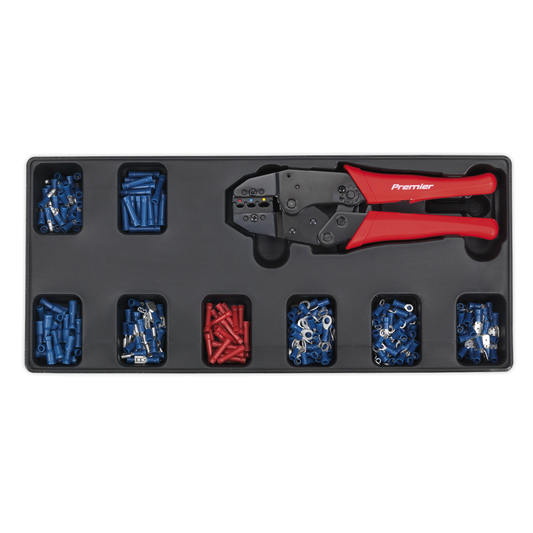 Premier TBT16 Premier Ratchet Crimper & Assorted Insulated Terminal Set with Tool Tray 325pc