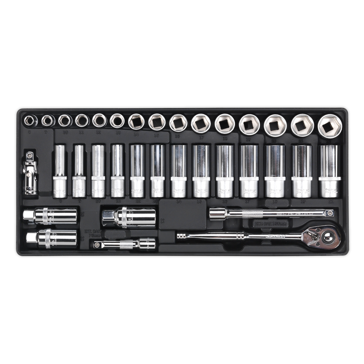 Premier TBT20 Premier Socket Set with Tool Tray 3/8"Sq Drive 35pc