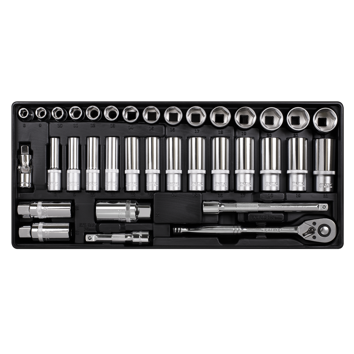 Premier TBT20 Premier Socket Set with Tool Tray 3/8"Sq Drive 35pc