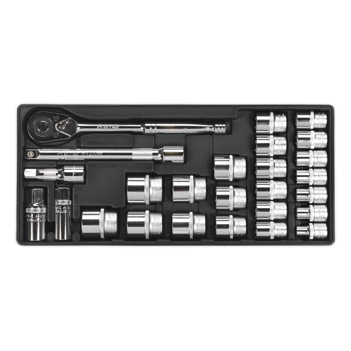 Premier TBT21 Premier Socket Set with Tool Tray 1/2"Sq Drive 26pc