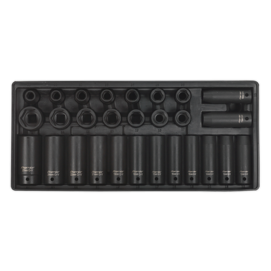 Premier TBT24 Premier Impact Socket Set with Tool Tray 1/2"Sq Drive 28pc