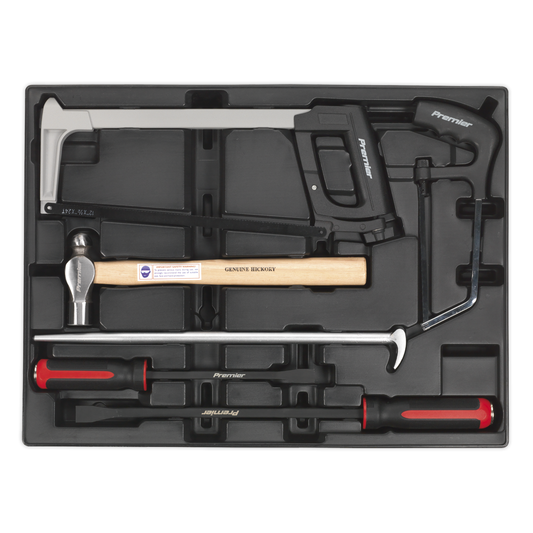 Premier TBT30 Premier Pry Bar, Hammer & Hacksaw Set with Tool Tray 6pc